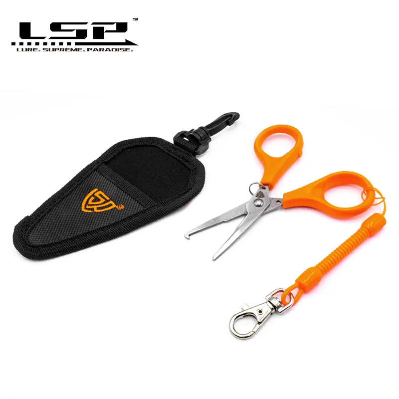 Tijeras de pesca de acero inoxidable LSP, cortador de línea dentado, corte portátil para pesca, línea trenzada de Pe fina con cordón y bolsa - imagen 3
