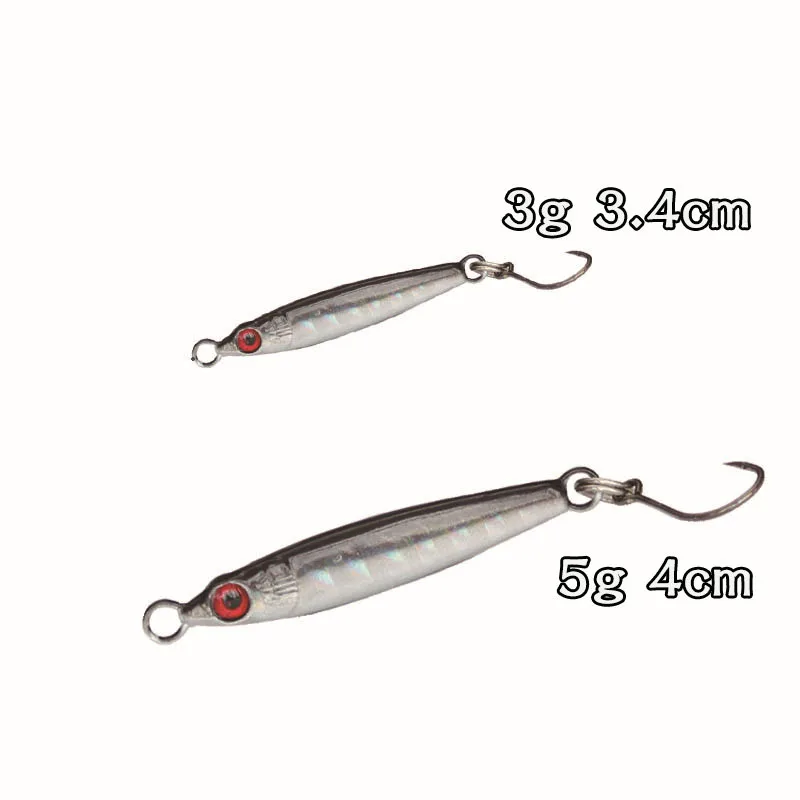 MUKUN 5 uds Mini plantilla de Metal cuchara señuelo de pesca 3g/5g pescado pequeño con un solo gancho señuelo de pesca de lubina - imagen 4