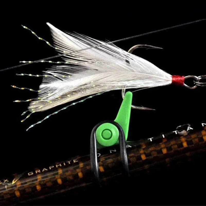 Aorace-anzuelo de pesca de plástico, soporte seguro, accesorios de señuelo, anzuelos de plantilla, mantenimiento seguro para caña de pescar, herramienta de fundición de cebo, 10 Uds. - imagen 3