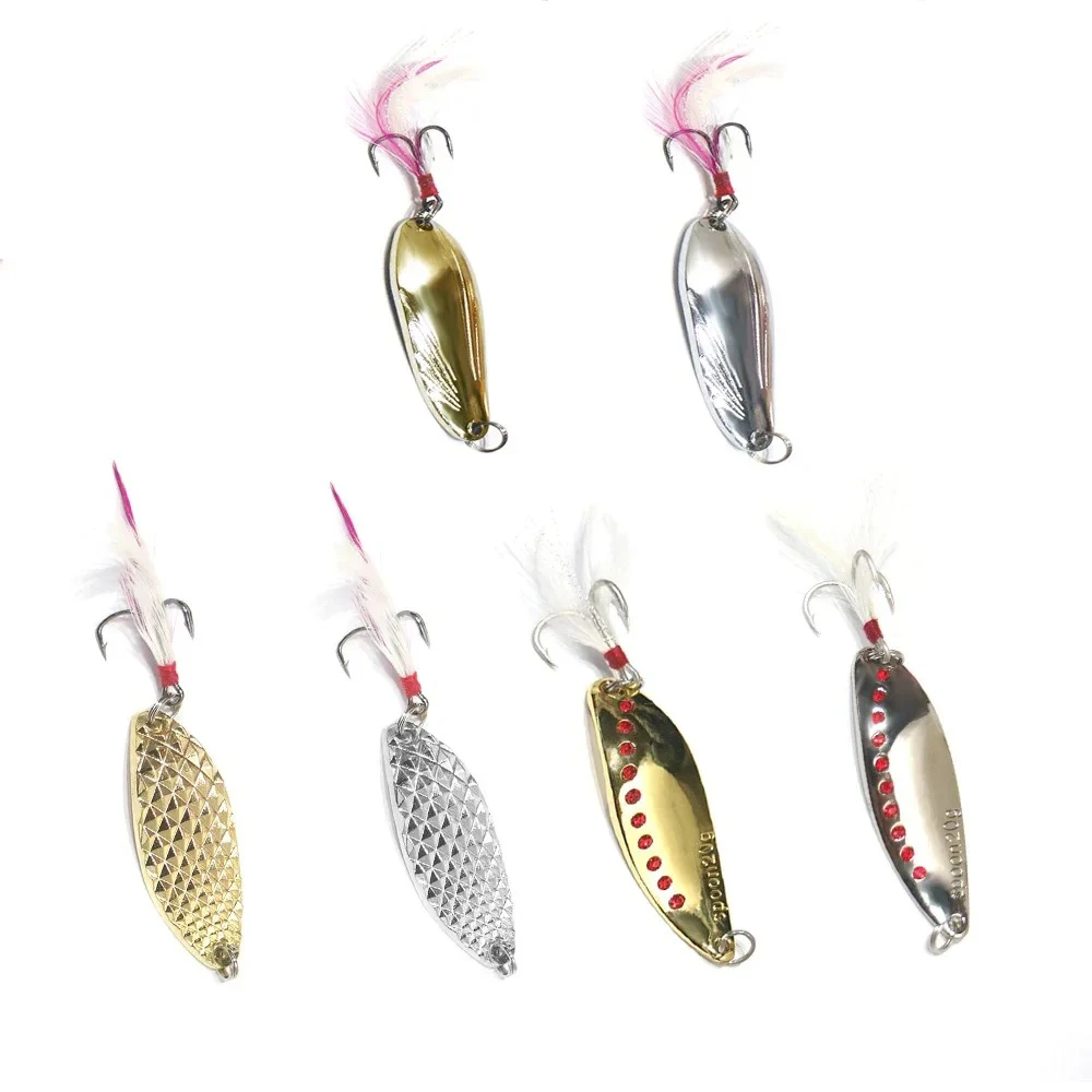 Señuelos de pesca de Metal, 5g-25g, Wobbler Spinner, cebo, cuchara, lubina Artificial, lentejuelas duras, Paillette, gancho de acero metálico, 1 Uds. - imagen 3