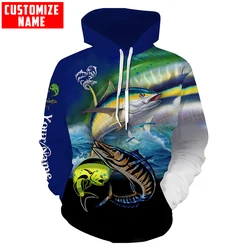 KJ911 Sudadera 3D personalizada pesca – Mahi Mahi y atún