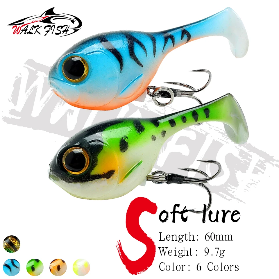WALK FISH 1 Uds 60mm 9,7g señuelo suave de alta calidad cebo de silicona Artificial con gancho Balloonfish Deraball para todos los peces - imagen 5