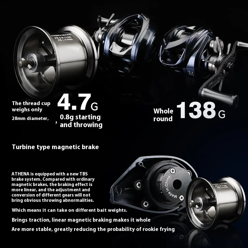 BEARKING Athena Micro 7:1 Carrete Baitcast 138g Carbono Ligero - imagen 3