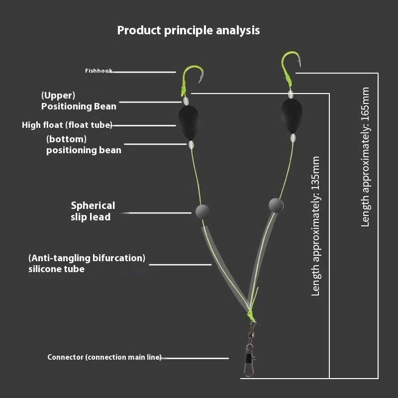 Juego de flotadores de pesca con doble gancho, fondo invertido, alta sensibilidad, adecuado para pesca en mar y agua dulce, 1 Uds. - imagen 4