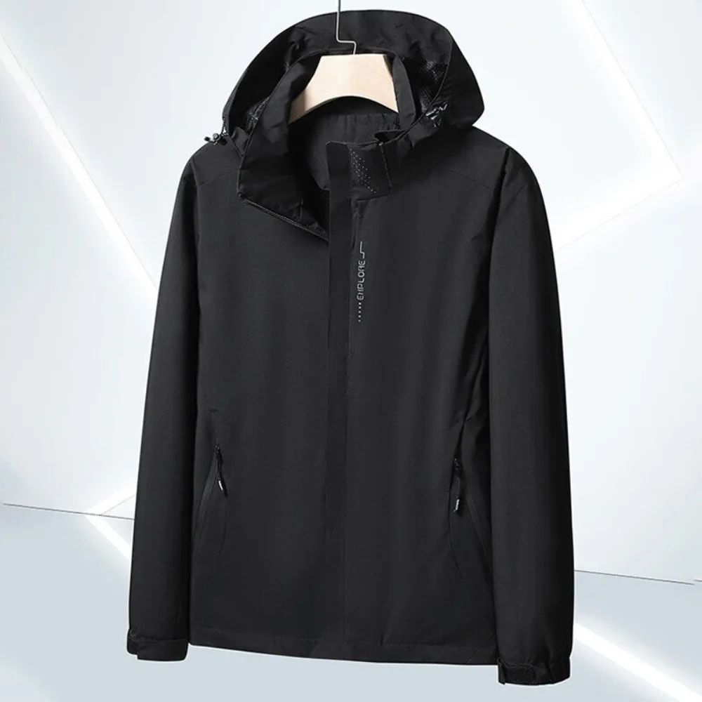 Abrigos con cremallera chaquetas de senderismo a prueba de viento chaqueta con capucha impermeable portátil elegante cortavientos deportivo holgado senderismo al aire libre - imagen 4