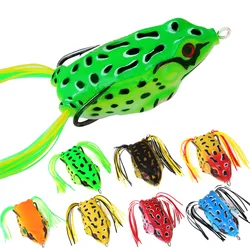 Señuelos de rana Topwater de silicona con anzuelos dobles para lubina