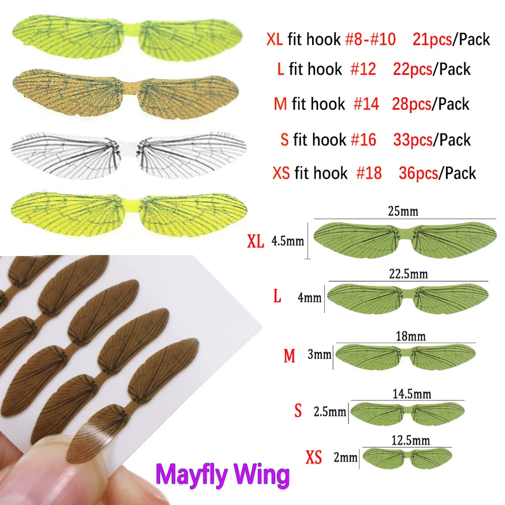 ICERIO-Película de ala de insecto realista precortada, Material elástico para atado de moscas, cinta de envoltura para Stonefly Mayfly, ninfas, señuelo de pesca de trucha - imagen 2