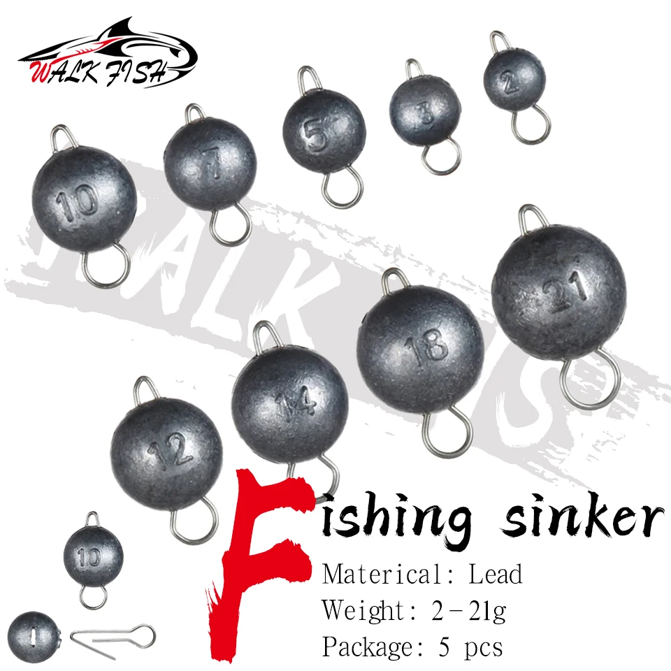 WALK FISH 5 unids/lote 2g-21g anzuelo de plomo cabeza de plantilla de plomo rápido inserto de plomo Circular contrapeso plomo colgante accesorio cebo