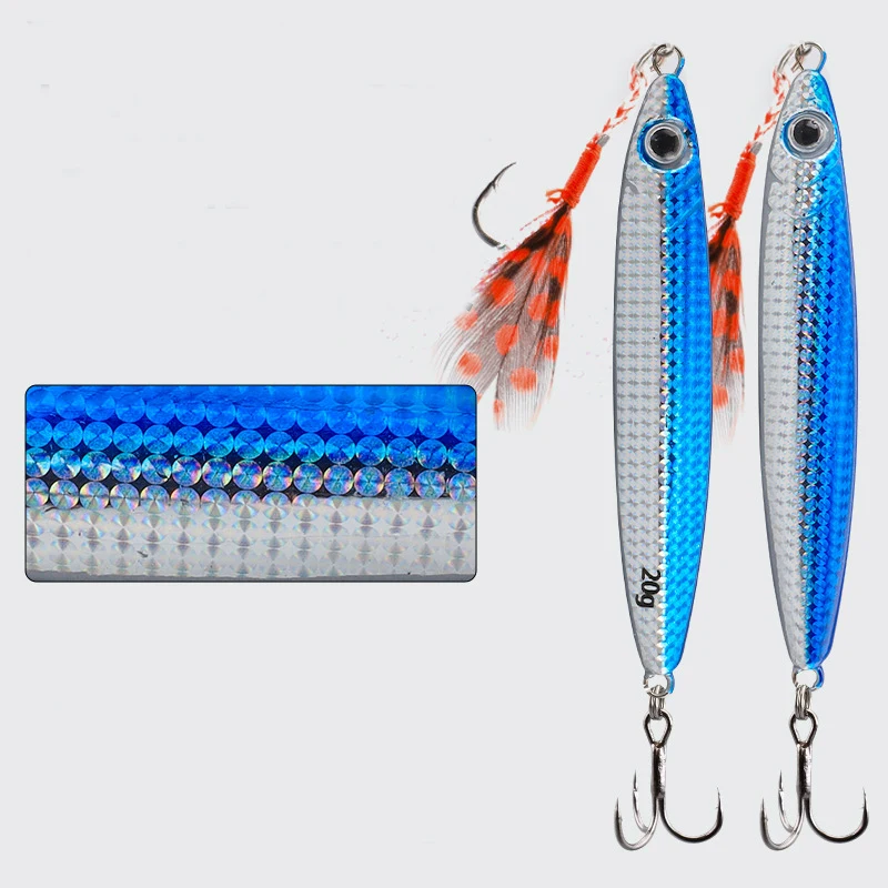 Señuelo de pesca de 7g, 10g, 15g, 20g, 30g, cebo de cuchara de plantilla de Metal, Wobbler con ganchos, aparejos de pesca, cebo de hundimiento duro, lubina de mar - imagen 3