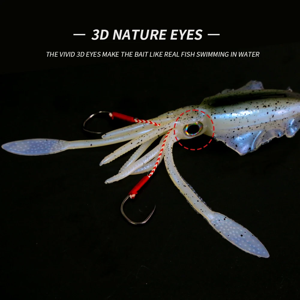 ORJD-señuelo de calamar suave para pesca, plantilla de calamar UV luminosa para pesca en el mar, cebo Wobbler para pargo - imagen 5