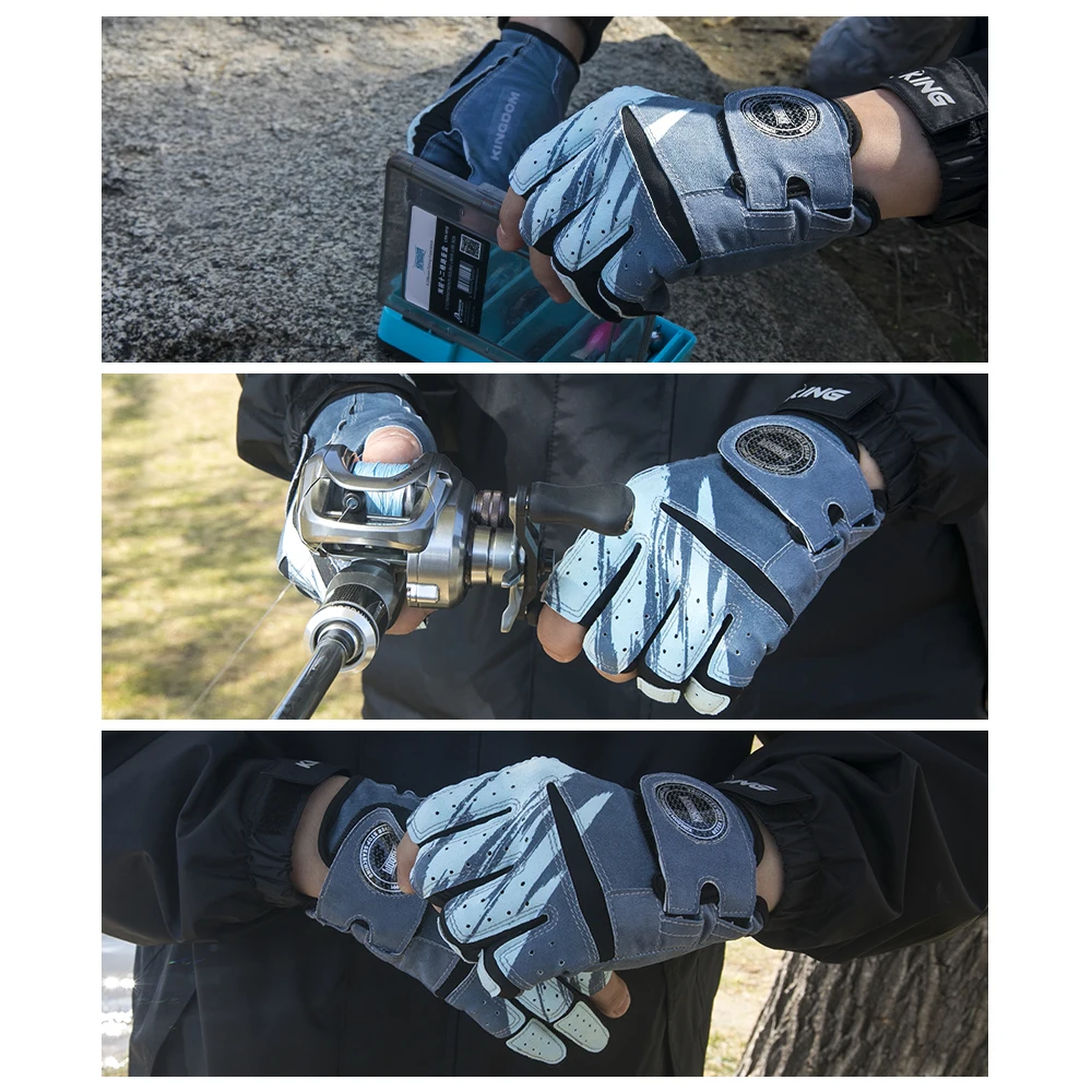 Kingdom guantes antideslizantes de tres dedos de alta calidad duraderos transpirables cómodos guantes de pesca guantes de protección solar al aire libre 1 par - imagen 5