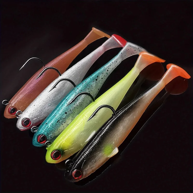6g 6,5 cm 5 uds cebo Artificial con caja cola Swimbait con anzuelo Swimbaits señuelos blandos de silicona señuelo de Pesca Pesca al aire libre - imagen 2