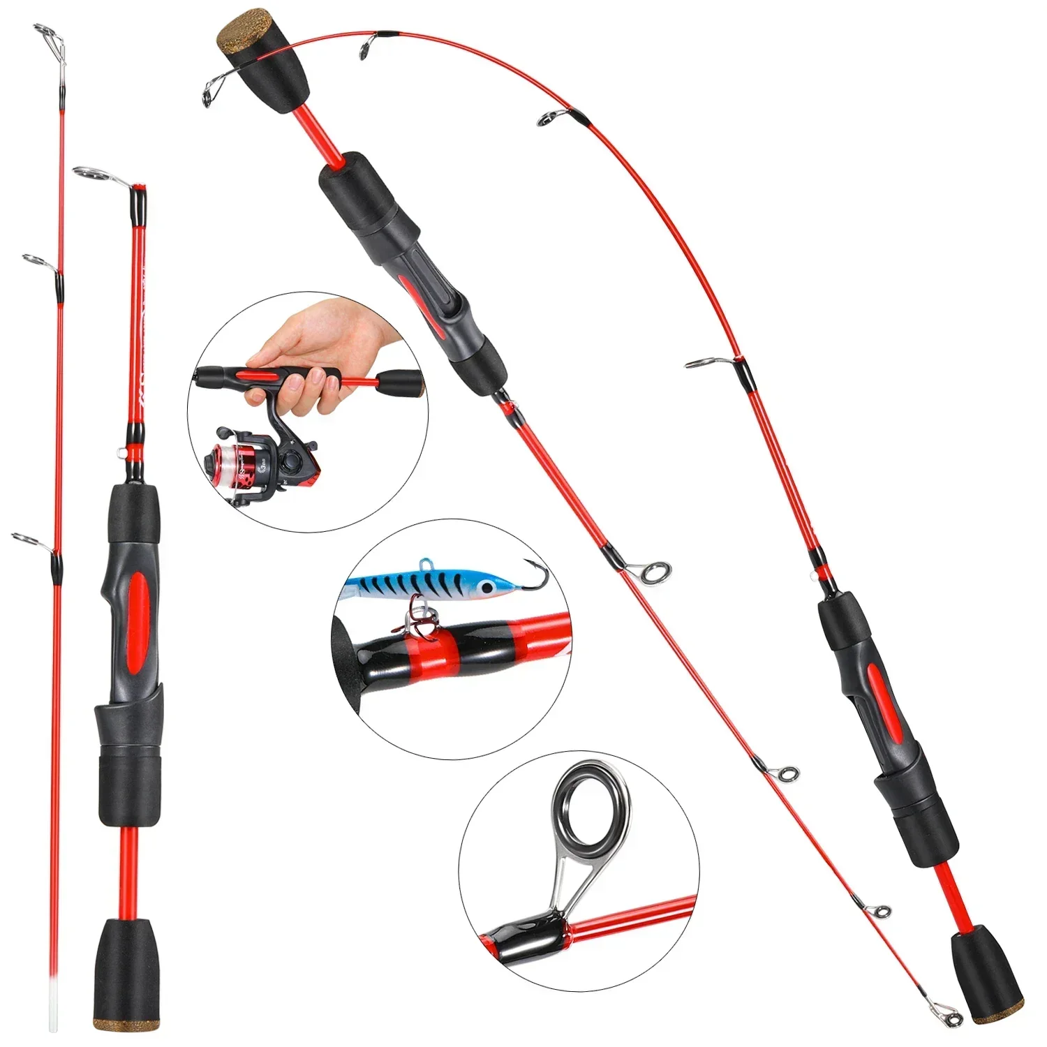 Sougayilang-cañas de pescar ultraligeras para invierno, caña de pescar ultraligera, portátil, mango EVA, giratoria, 2 secciones - imagen 4