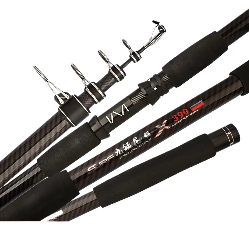 Caña telescópica de carbono 3,6-4,5m para surfcasting y barco