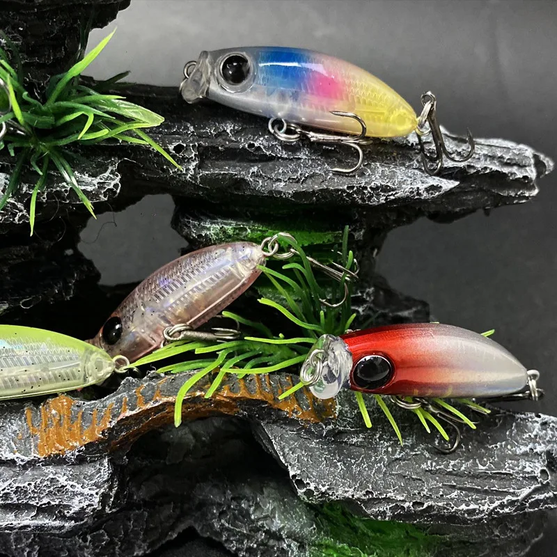 ALASICKA 2,5g/35mm Micro-sustancia plomo lento para pesca de trucha simulación 3D con ojos grandes diseño de labio grande lleva anzuelos gemelos - imagen 2