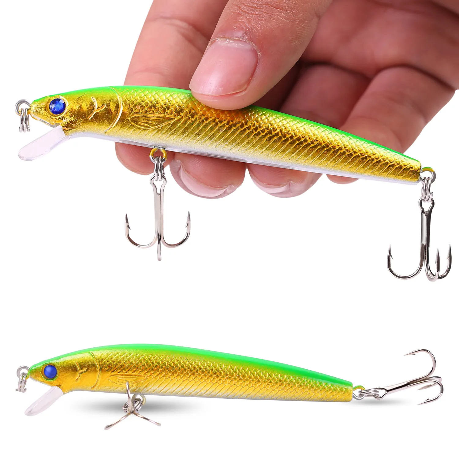 Sougayilang, 10 Uds., señuelo de pesca Minnow, cebo duro CrankBait realista para pesca en agua dulce y salada, aparejos de pesca de carpa - imagen 3