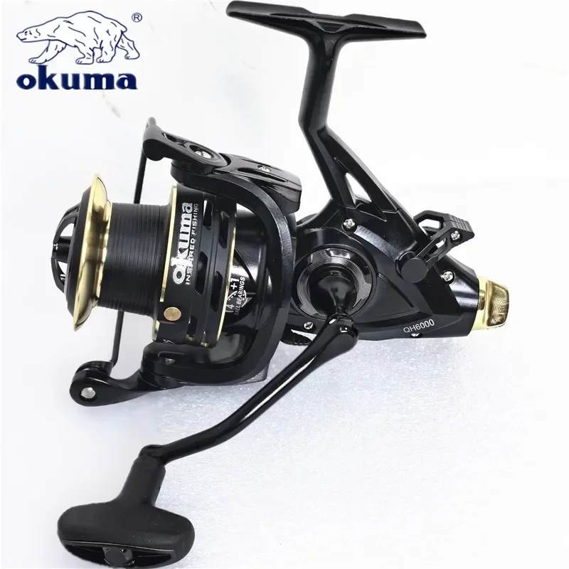 OKUMA-tambor de pesca de doble descarga, 16KGMax Dragon con freno delantero y trasero, ruedas de pesca para todas las áreas de agua 3000-6000 - imagen 4