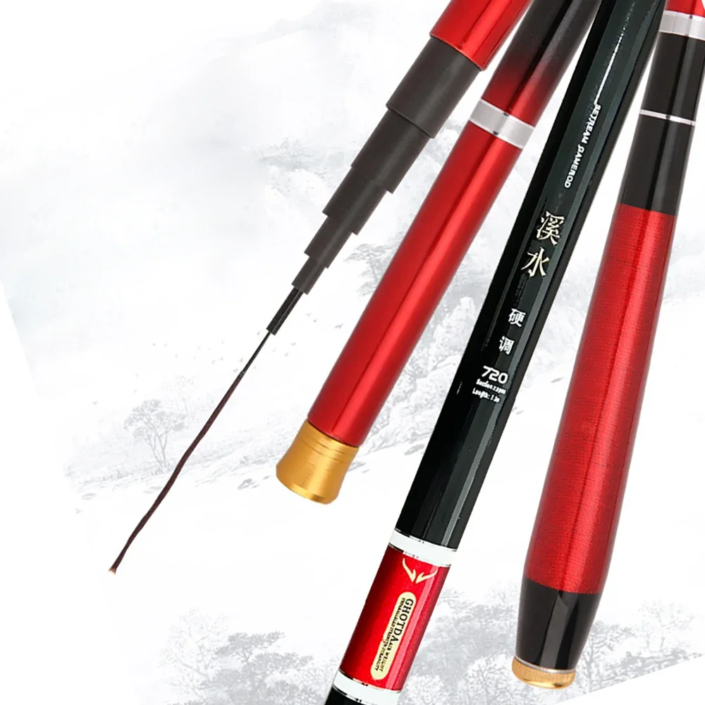 Caña de pescar de mano ultraligera, aparejo telescópico de fibra de carbono, 3,6 M, 4,5 M, 5,4 M, 6,3 M, transmisión superdura de agua dulce - imagen 5
