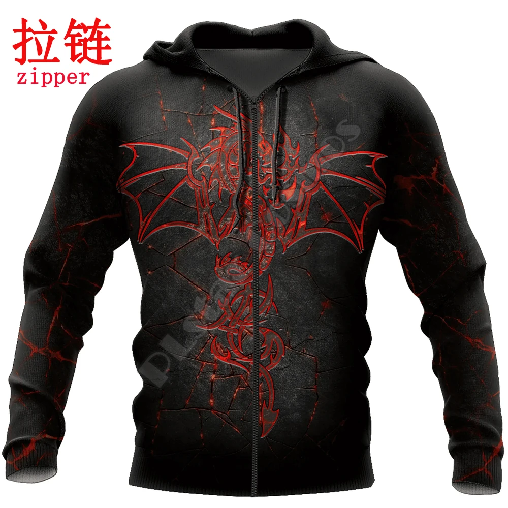 PLstar Cosmos Dungeons and Dragons Tattoo 3D completamente estampado moda hombres Sudadera con capucha Unisex cremallera Sudadera con capucha Casual chándales KJ988 - imagen 3