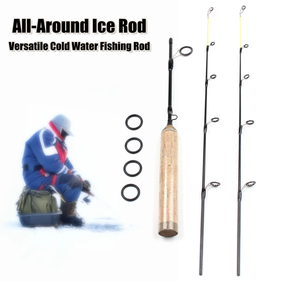 Pescador usando la caña en hielo