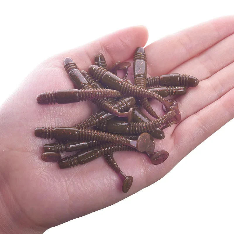 16 Uds Jigging Wobblers gusanos cebo suave 5cm 1g olor a pescado aparejos de silicona cebo Artificial cola Swimbaits Bass carpa Pesca