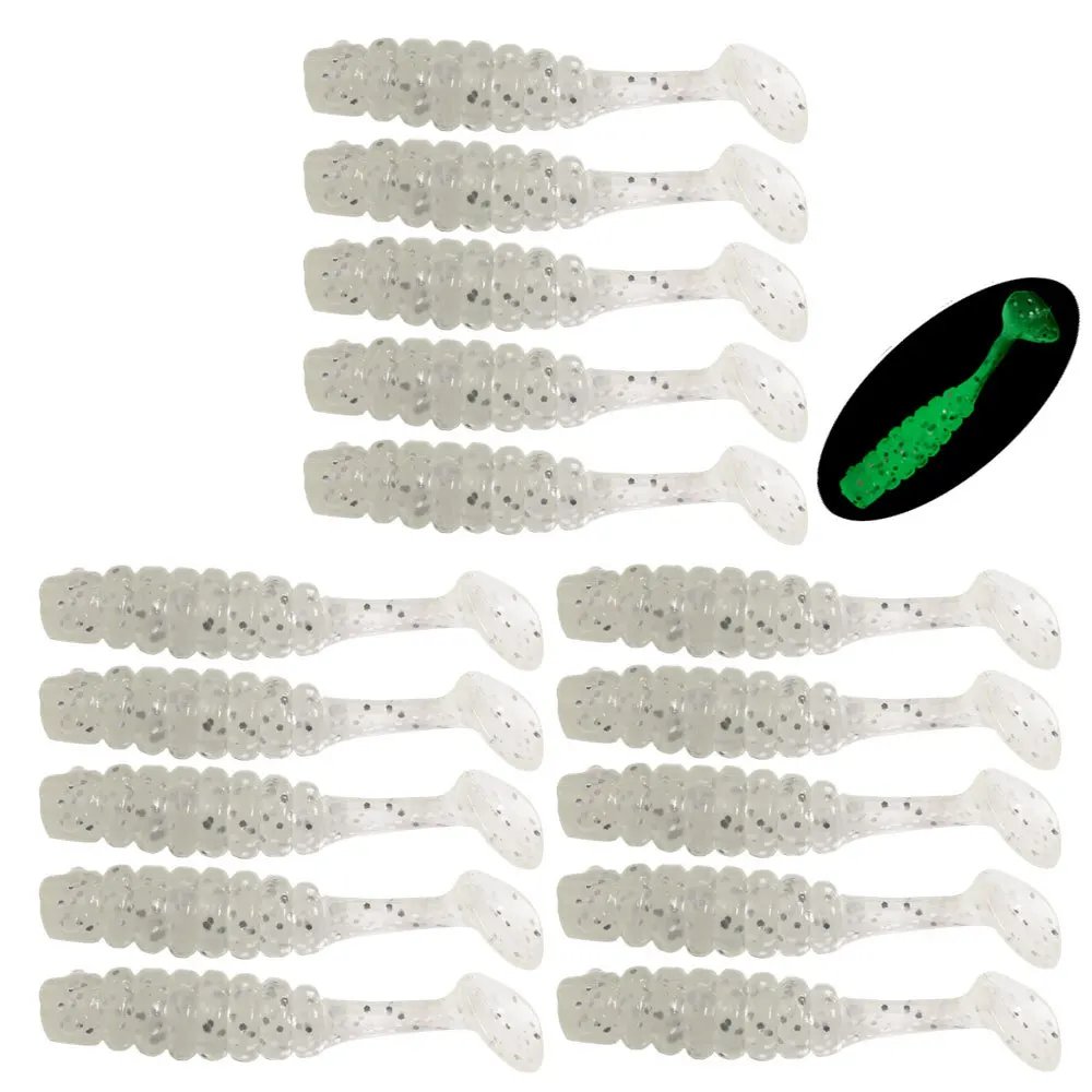 40 Uds 8 colores 5cm1,7g pesca grub gusano suave pequeño señuelo cebo Artificial suave silicona cebo T cola Wobblers señuelos blandos - imagen 5