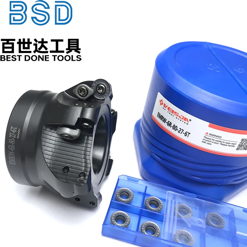 Cabezal de fresado EMR 6R63-22-4T Cabezal de fresado EMR 6R 50 63 80 100 Soporte de cortador de fresado facial indexable para insertos de arco RPMT1204 - imagen 5