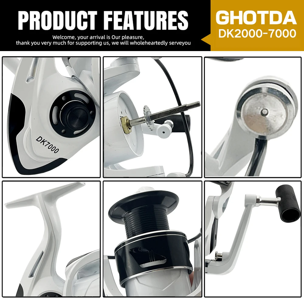 Rueda giratoria de Metal, equipo de alimentación de lubina, portátil, fuerza de arrastre, cebo falso, salado/agua dulce, 2000-7000, 10kg - imagen 2