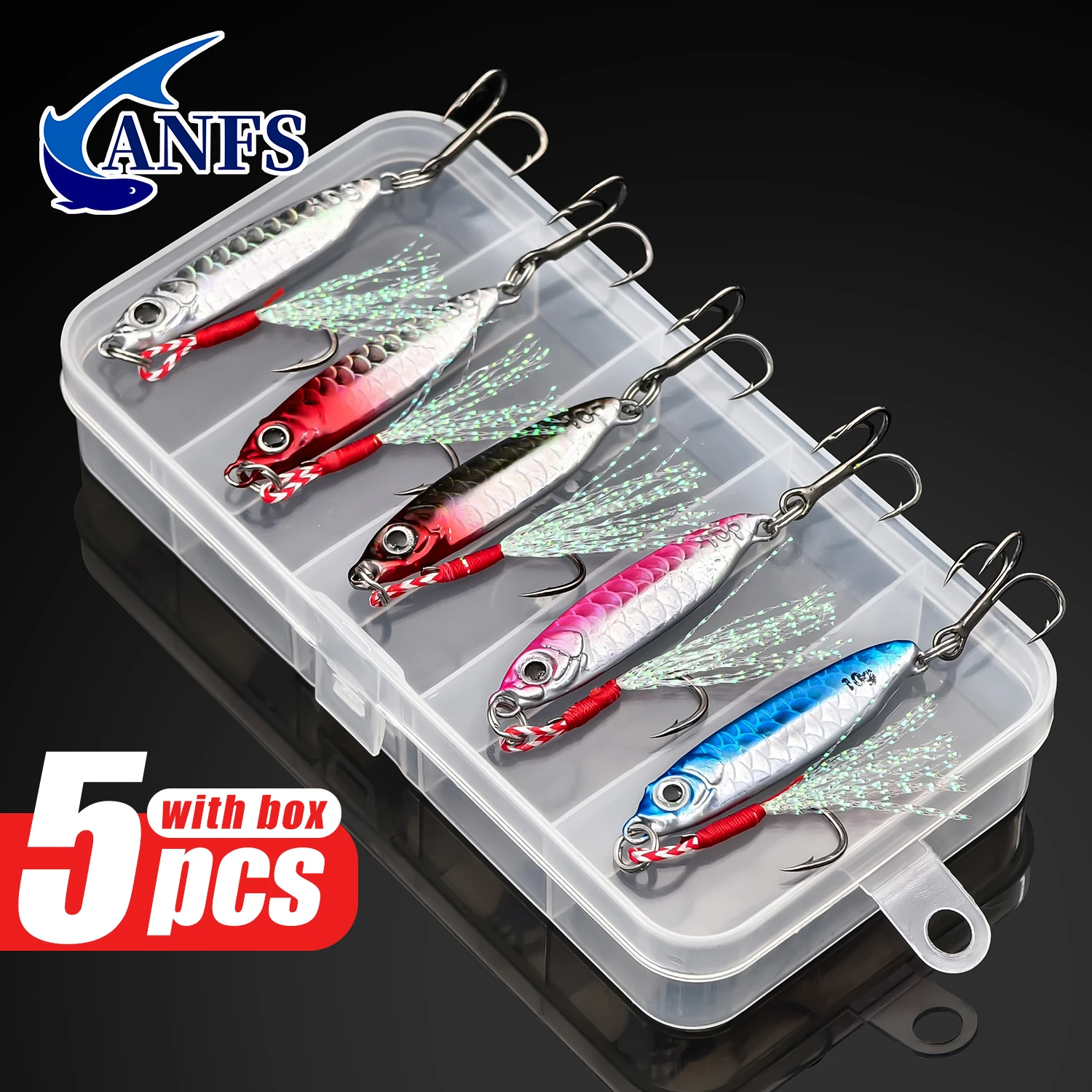 ANFS-gabarito de Metal de fundición larga con ganchos dobles, cebo falso VIB para agua dulce y salada, increíble señuelo de pesca, regalos para hombres, 5 uds.
