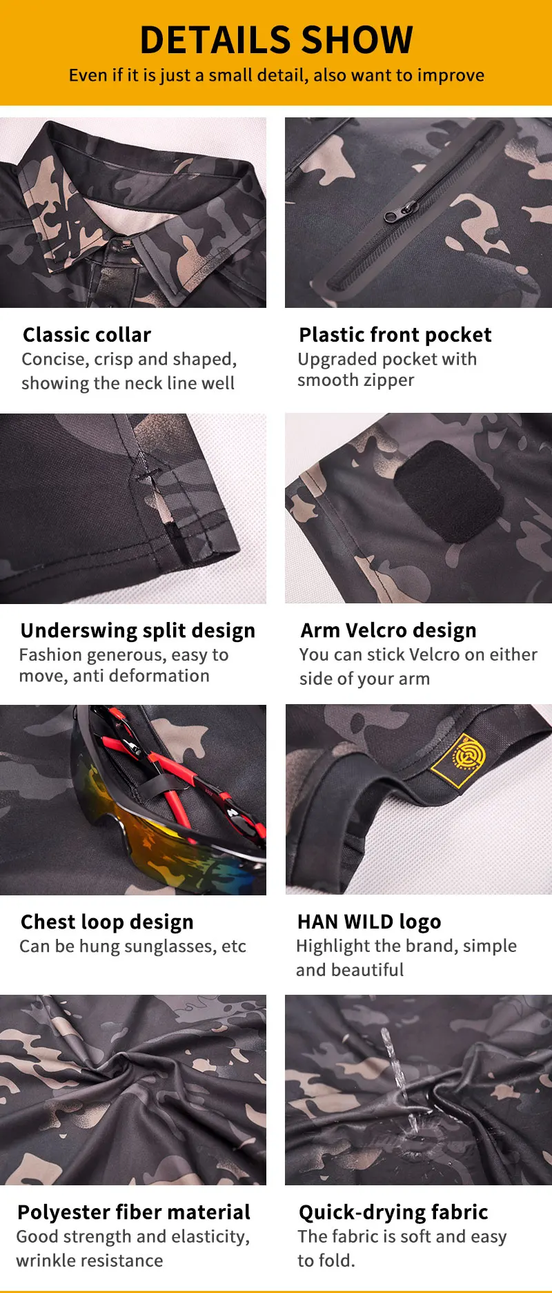 Polo táctico HAN WILD vista trasera con diseño camuflaje