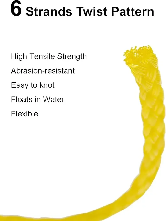 Goture-cuerda flotante trenzada de PE de alta resistencia, cuerda de nailon para barco, 100 pies, 1/4 ", para marina/Camping, multifuncional, antideslizante y nudo fácil - imagen 3