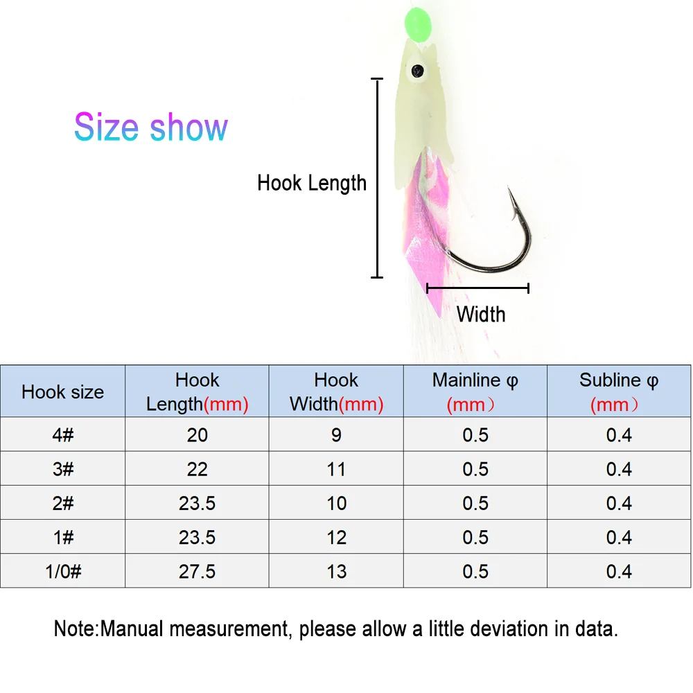 Lionriver-señuelo de pesca de agua dulce y salada, anzuelos luminosos con Flash de piel de pez simulado, aparejos de pesca Sabiki - imagen 3