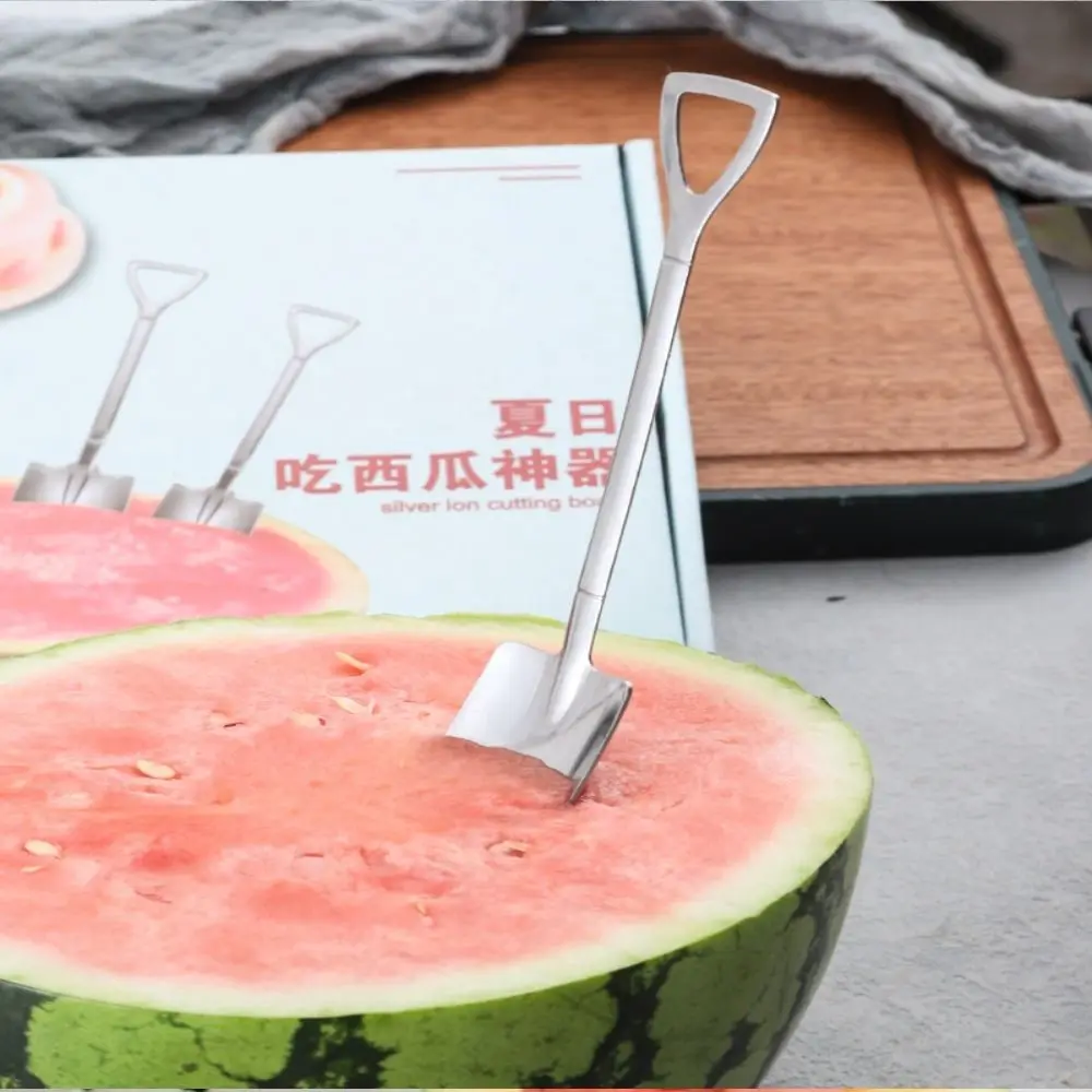 Cuchara de pala en forma de pala, diseño de gancho triangular de acero inoxidable, cuchara de sandía, pulido de espejo, compacto y práctico - imagen 5