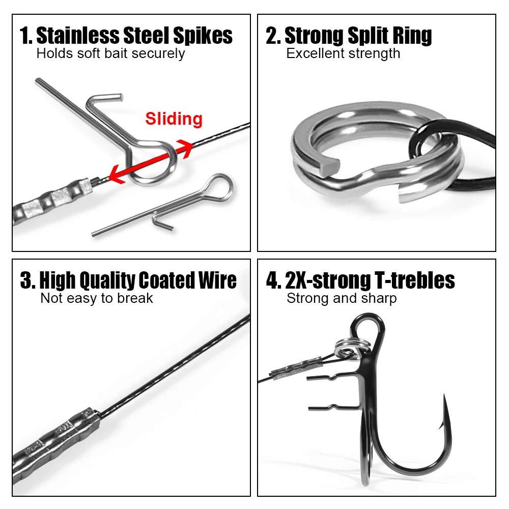 Spinpoler Antler-anzuelos triples con punta, aparejo Stinger, Lucio, pesca, cables de alto carbono, líderes, Softbait, accesorios de señuelos de goma para peces - imagen 3