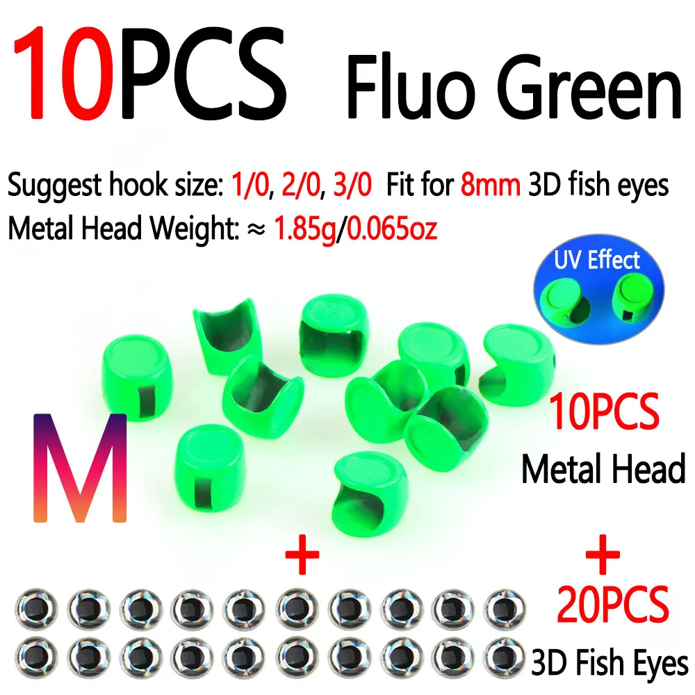 10pcs Fluo Green M