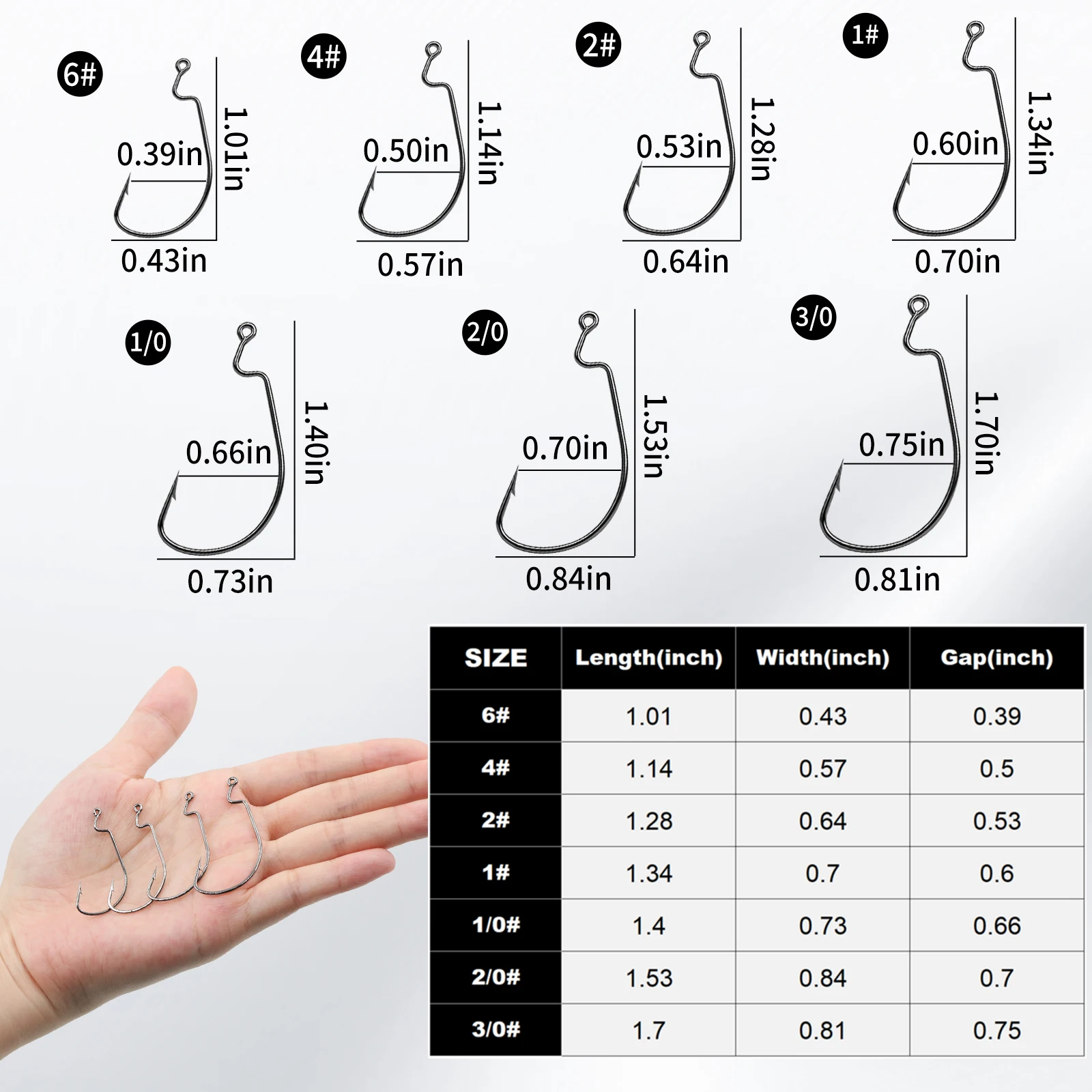 Ganchos EWG para pesca de lubina, anzuelo de gusano compensado, anzuelos de aparejo Texas, anzuelos de cebo vivo para agua dulce y salada, 25 uds a granel - imagen 2