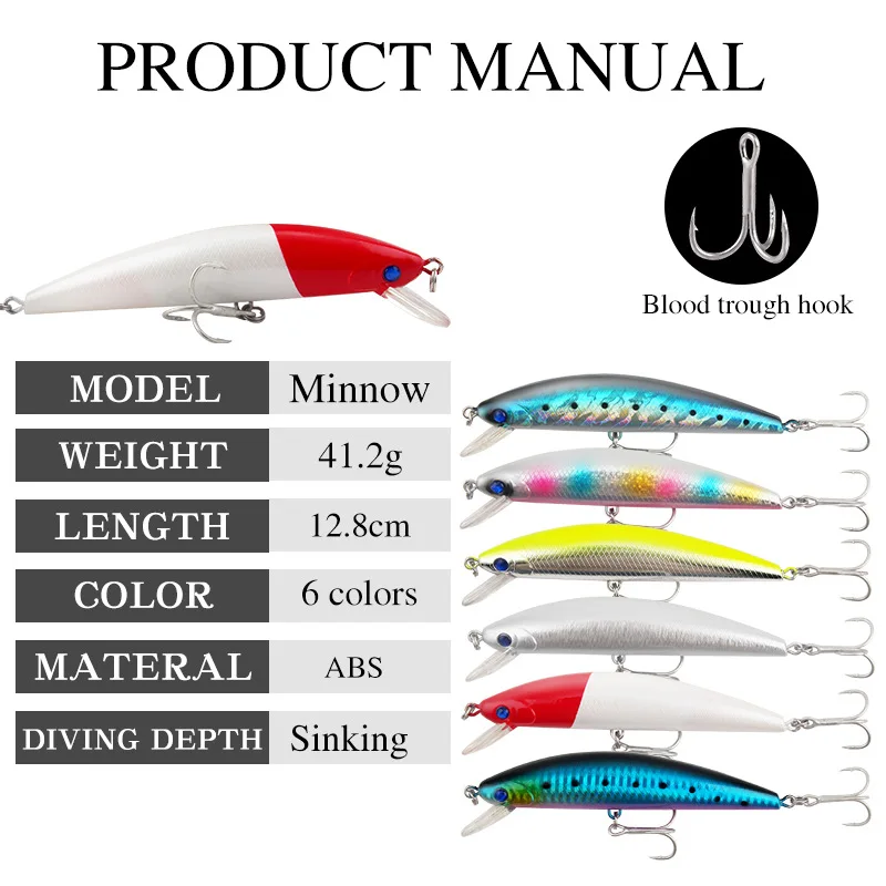 Señuelos de pececillo de hundimiento pesado, 130mm, 41,2g, cebos duros artificiales de fundición larga, lubina, trucha, Swimbait, Pesca Wobbler - imagen 4