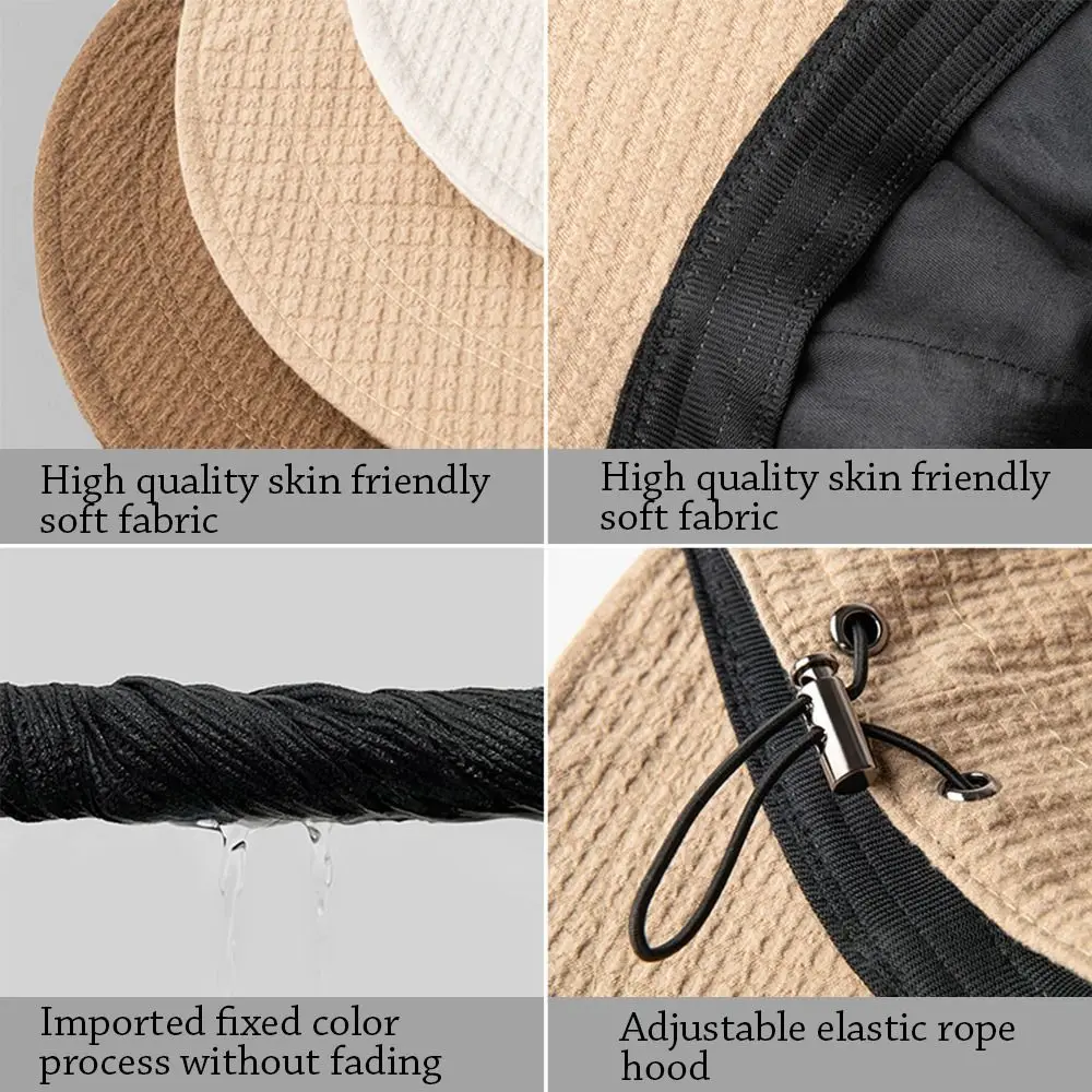 Gorra de pescador de ala ancha ajustable plegable, máscaras colgantes, gorra de playa, sombrero de cubo, sombrero de sol, Verano - imagen 5