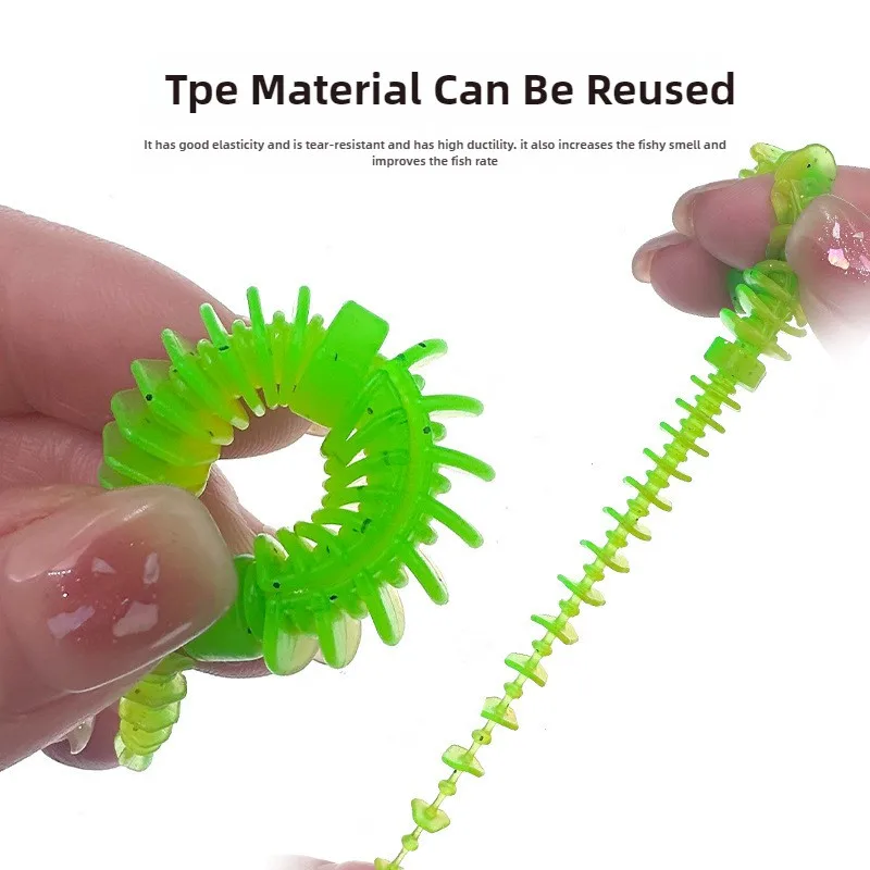 Señuelo de pesca de plástico suave, cebo de gusano realista de 8cm/2g, cola de aguja en espiral, olor a aceite de camarón para lubina, Snakeh ead Pike, 10 Uds. - imagen 2