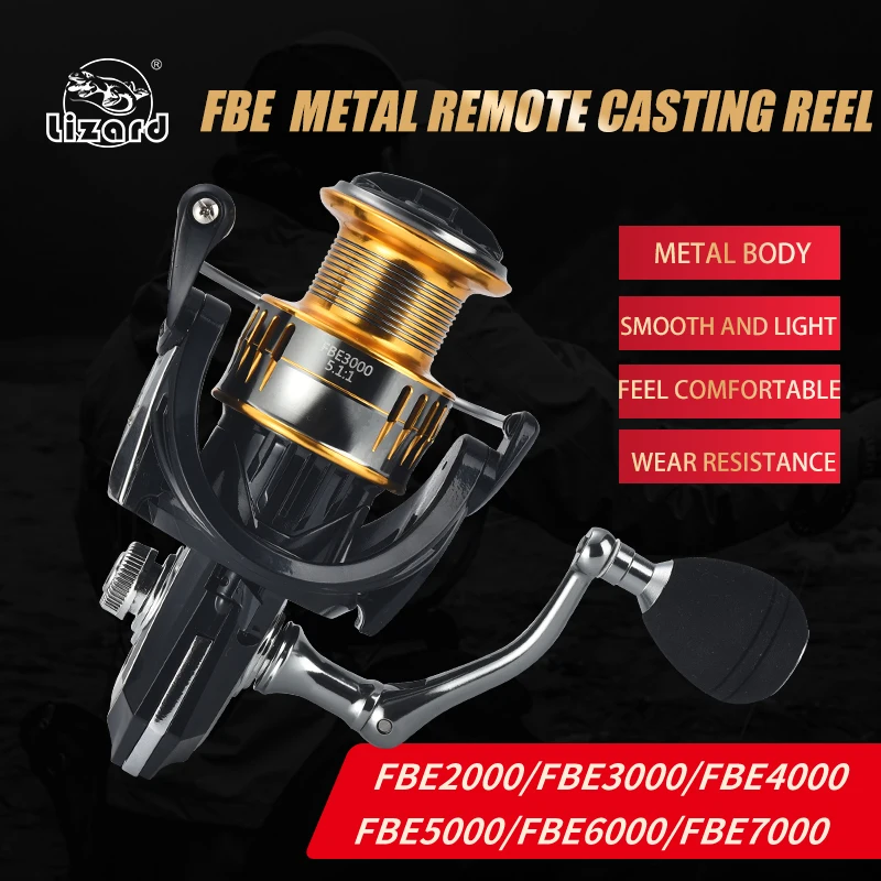 Carrete de lagarto con cuerpo de metal, carrete de pesca grande de larga distancia, tanto de agua salada como de agua dulce, carretes giratorios universales - imagen 3