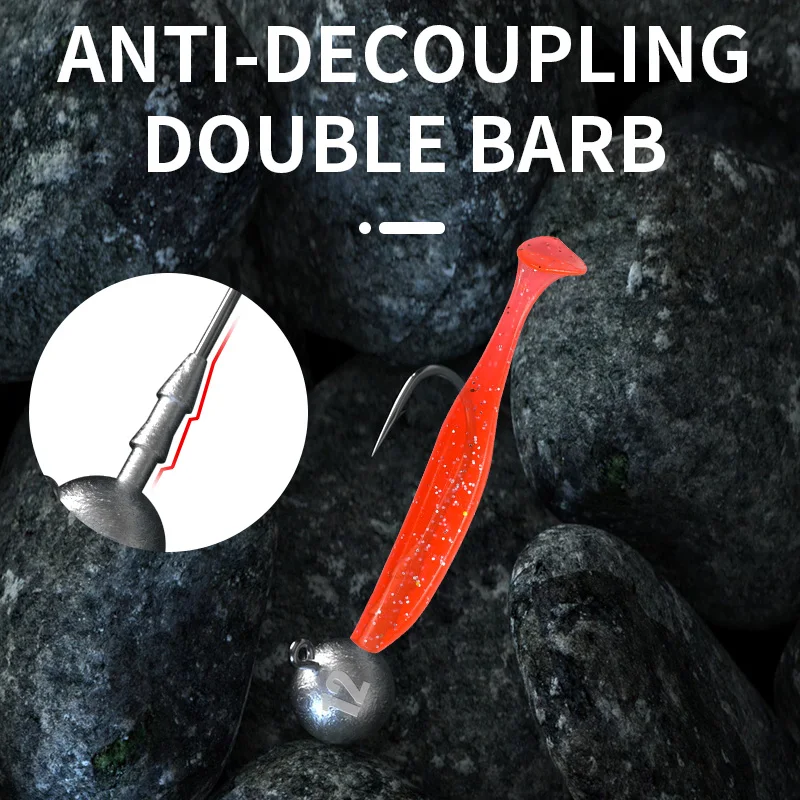 LINNHUE-anzuelo con cabeza de plomo, 5 unidades/bolsa, 3,5g, 5g, 7g, 10g, 12g, 14g, anzuelo de calamar inoxidable de alto carbono, accesorios para aparejos, anzuelo de pesca - imagen 3