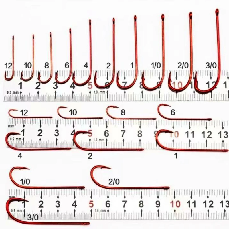Paquete de 10 anzuelos de púas Mustad originales, anzuelo de pesca de mar 90234, anzuelos de cebo vivo de gusano de sangre rojo largo, anzuelos de Anguila conger de boca torcida - imagen 3