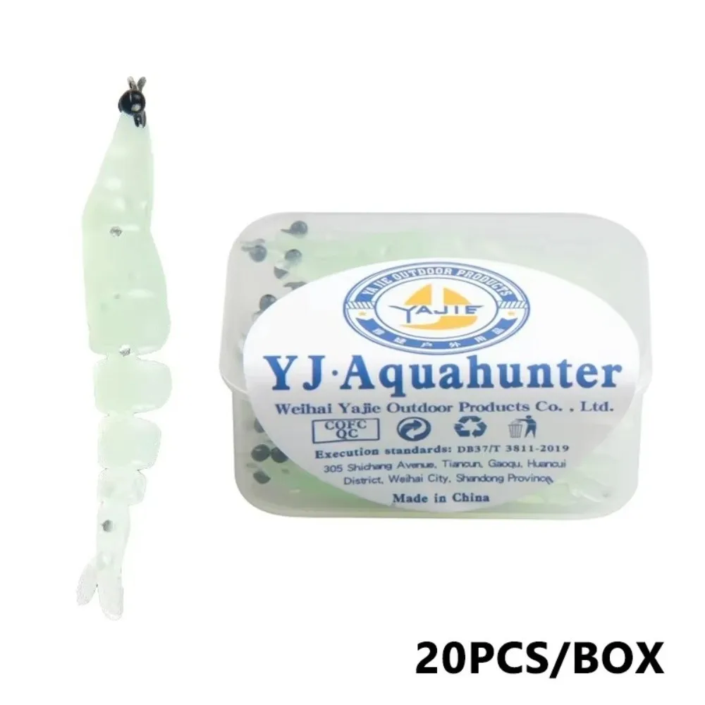 20 unids/caja 4cm de longitud luminosas camarones Swimbaits silicona suave 0,45g peso señuelo de pesca brillante efecto brillante diseño luminoso - imagen 2