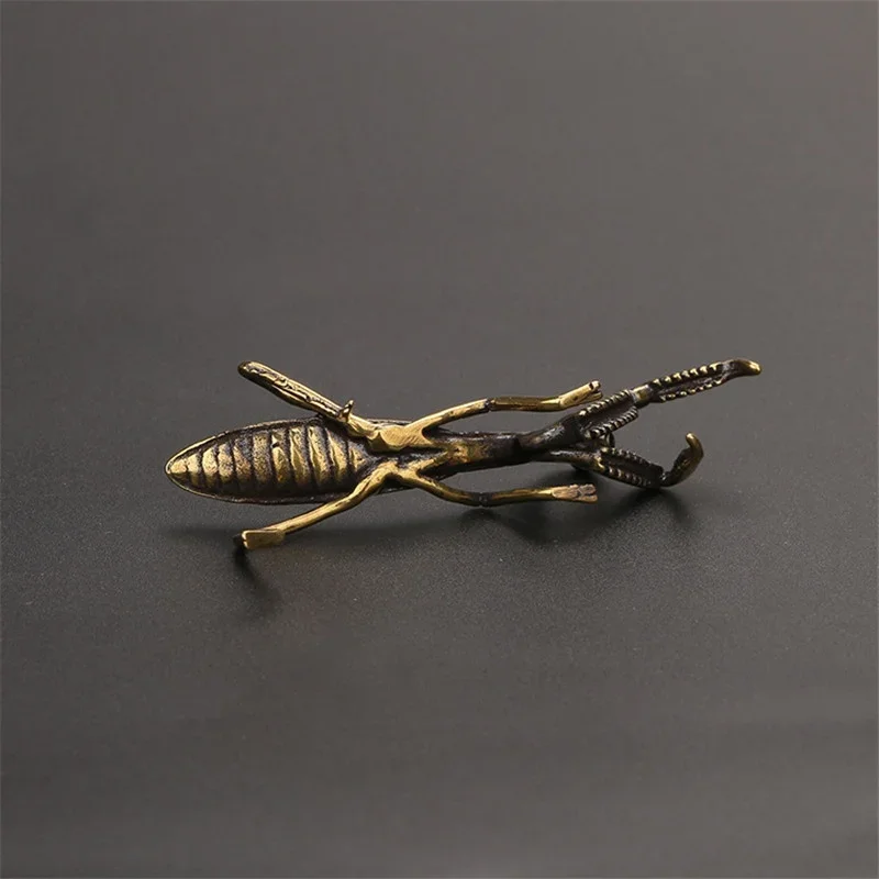 Nueva estatua de mantis de latón, decoración de oficina de cobre puro en miniatura, figuritas de cobre puro Retro, estatuilla de latón Vintage de alta calidad - imagen 5