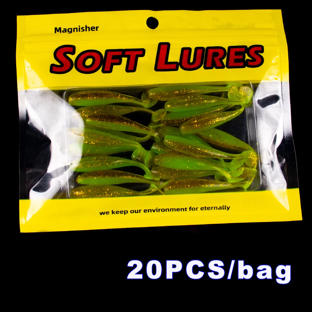 CCLTBA 20 unids/bolsa señuelos blandos con cola en T 4,5 cm/5,5 cm señuelos de gusano cebo de silicona pescado fresco Pva Swimbait Wobblers señuelos para pesca - imagen 3