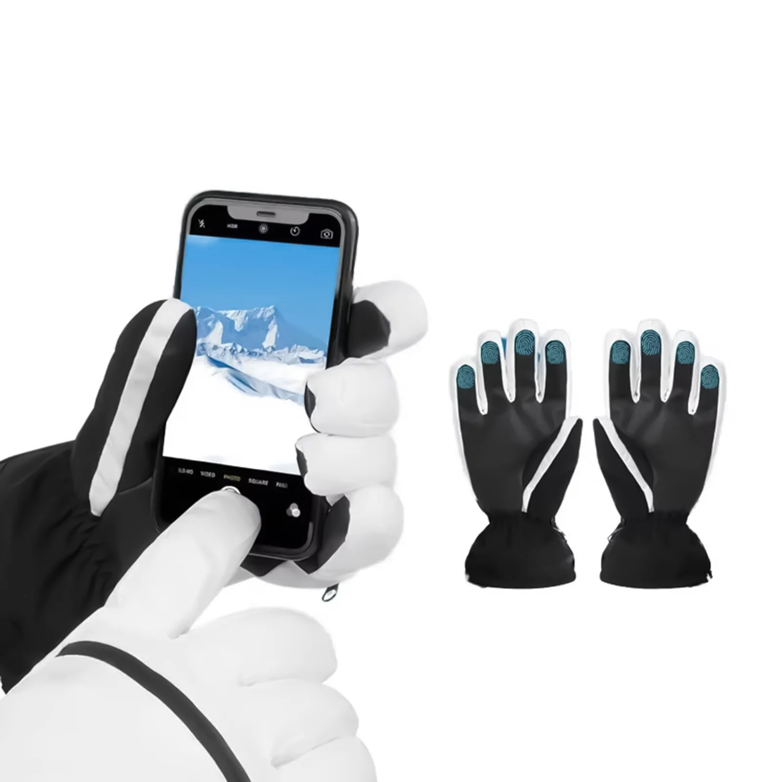 Guantes de esquí de invierno, manoplas gruesas de felpa con pantalla táctil, guantes de felpa con dedos completos a prueba de viento para ciclismo, montar, pescar y esquiar - imagen 4