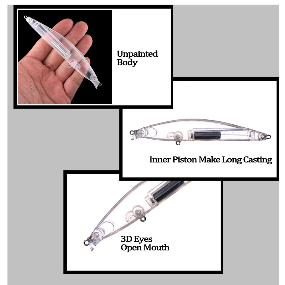 Chan'sHuang-Cebo en blanco sin pintar de 20 piezas, 12,5 cm, 18,4g, Popper de fundición larga, aparejo de señuelo de pesca Artificial hecho a mano - imagen 5