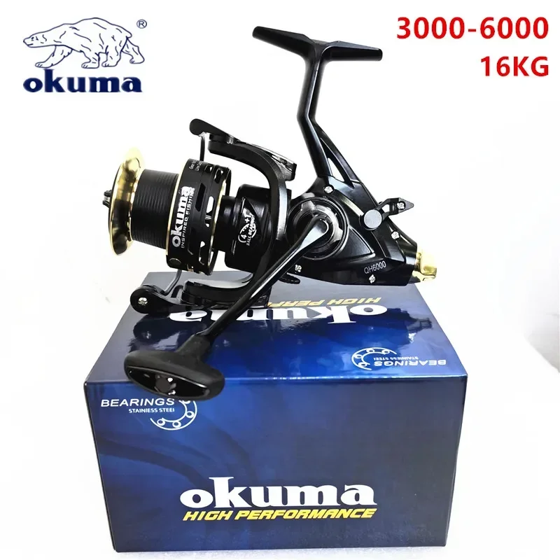 OKUMA-tambor de pesca de doble descarga, 16KGMax Dragon con freno delantero y trasero, ruedas de pesca para todas las áreas de agua 3000-6000 - imagen 3