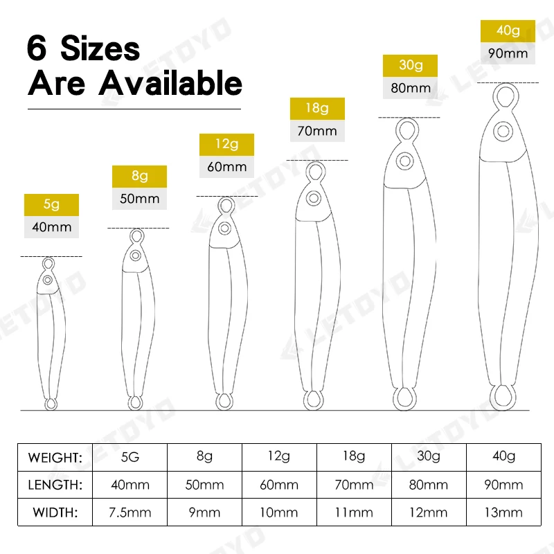 LETOYO-Micro Jig de Metal para trucha, Señuelos de Pesca, cuchara de trucha, cebo de pesca de mar, 5g, 12g, 18g, 30g, 40g cucharillas de pesca para truchas cuchara pesca señuelos cucharas - imagen 3