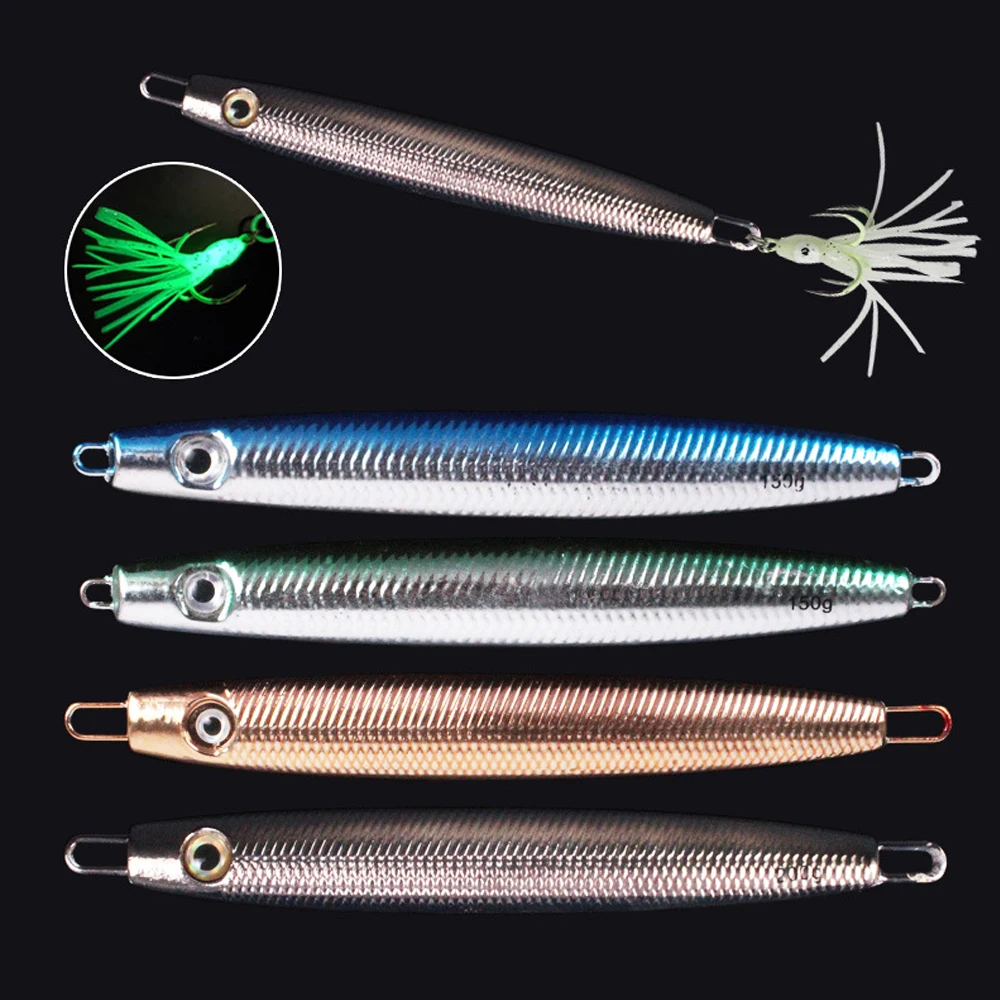 VOLIN-cebo de pesca Jigging Matel, cebo Artificial luminoso de cuatro ganchos, 150g/200g, lubina a rayas, 1 ud., nuevo - imagen 4